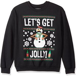Hybrid Apparel Men's Ugly Christmas Sweater Snowman Jolly Beer Party Mustache